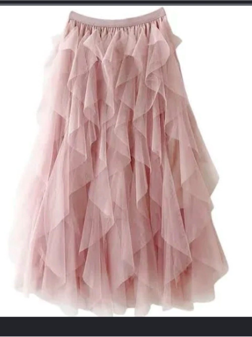 Women's Pink Ruffled Tulle Maxi Skirt